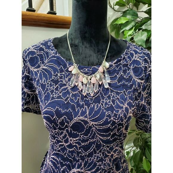 Motherhood Women's Blue Nylon Short Sleeve Round Neck Knee Length Dress Size L - Picture 2 of 12